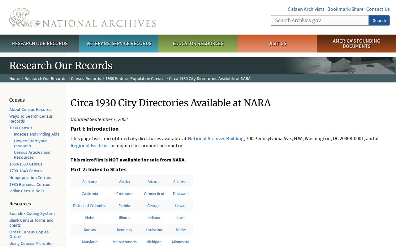 Perth Amboy city directory National Archives holdings reference