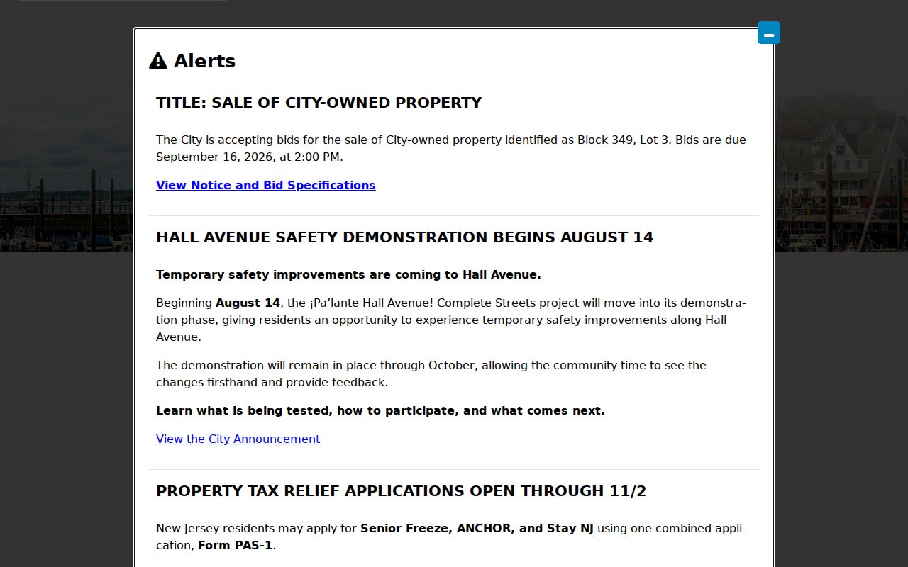 Perth Amboy neighbors reference showing city permit application route