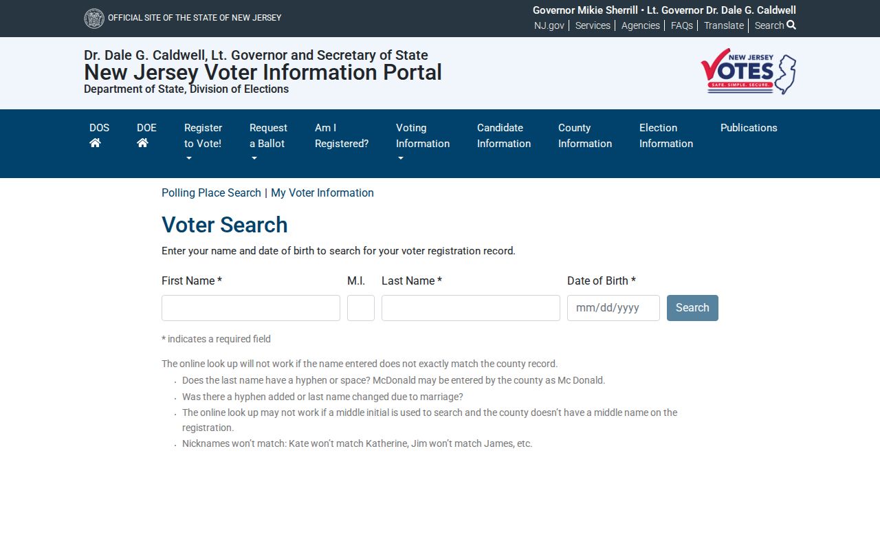 Perth Amboy resident lookup reference for New Jersey registration-status access