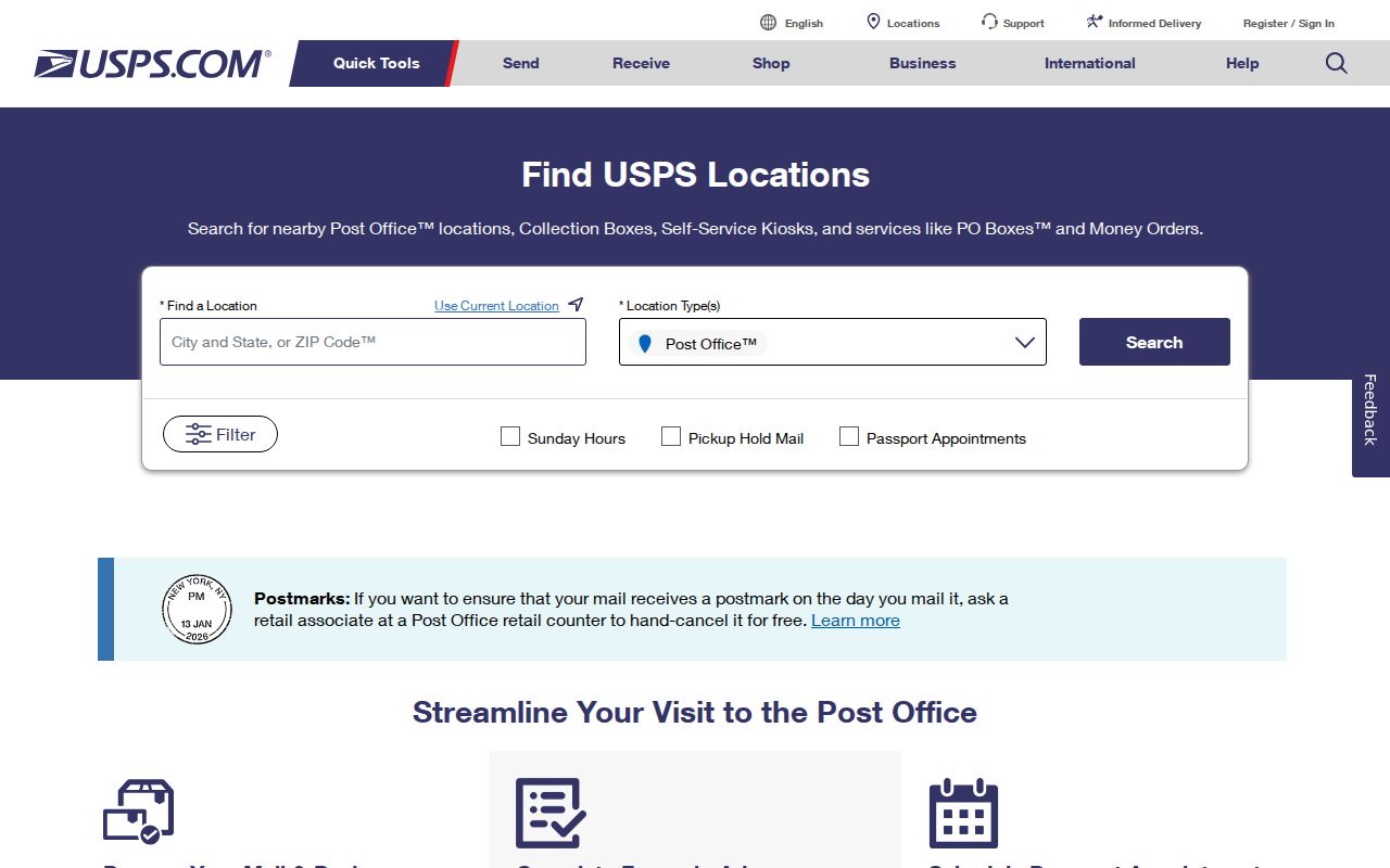 Perth Amboy ZIP code directory showing USPS location search controls